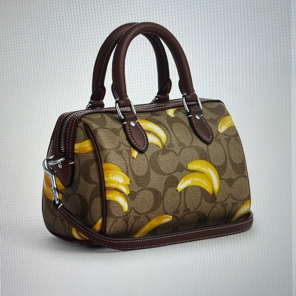 🍌 COACH MINI ROWAN CROSSBODY IN SIGNATURE CANVAS WITH BANANA PRINT 🍌 - Picture 8 of 16